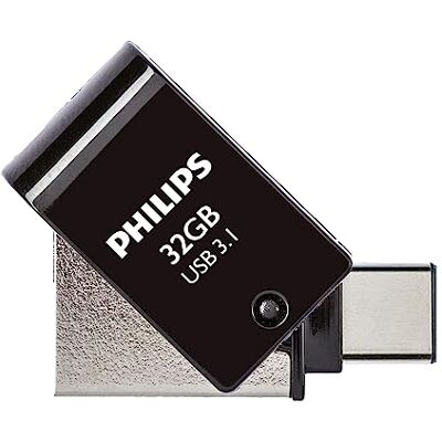 Philips 2-in-1 OTG Edition Ultra Speed USB-C/USB 3.1 Dual USB Flash Drive 32 GB voor pc, laptop, computer (Android) smartphone, tablet, ultra klein, leessnelheid Philips 2-in-1 OTG Edition Ultra Speed USB-C/USB 3.1 Dual USB Flash Drive 32 GB voor pc, laptop, computer (Android) smartphone, tablet, ultra klein, leessnelheid