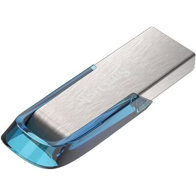 SanDisk 128 GB Ultra Flair USB 3.0 Flash Drive, tot 150 MB/s leessnelheid, Tropical Blue SanDisk 128 GB Ultra Flair USB 3.0 Flash Drive, tot 150 MB/s leessnelheid, Tropical Blue