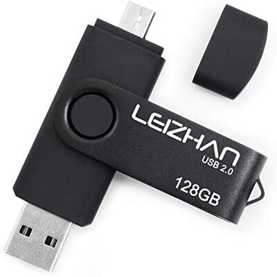 leizhan Flash drive USB-stick, micro-USB-stick, 128 GB, USB 2.0, dubbele USB-stick, aansluiting voor Android-smartphone, tablets en computers (128 GB, zwart) leizhan Flash drive USB-stick, micro-USB-stick, 128 GB, USB 2.0, dubbele USB-stick, aansluiting voor Android-smartphone, tablets en computers (128 GB, zwart)