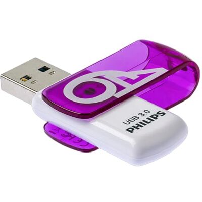 Philips Vivid Edition Super Speed USB 3.0, 64 GB, met draaibare dop voor pc, laptop, computergegevensopslag, leessnelheid tot 100 MB/s Philips Vivid Edition Super Speed USB 3.0, 64 GB, met draaibare dop voor pc, laptop, computergegevensopslag, leessnelheid tot 100 MB/s