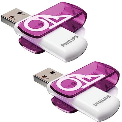 Philips Vivid Edition High Speed USB 2.0 geheugenstick 2 x 64 GB met draaibare dop voor pc, laptop, gegevensopslag, leessnelheid tot 25 MB/s Philips Vivid Edition High Speed USB 2.0 geheugenstick 2 x 64 GB met draaibare dop voor pc, laptop, gegevensopslag, leessnelheid tot 25 MB/s
