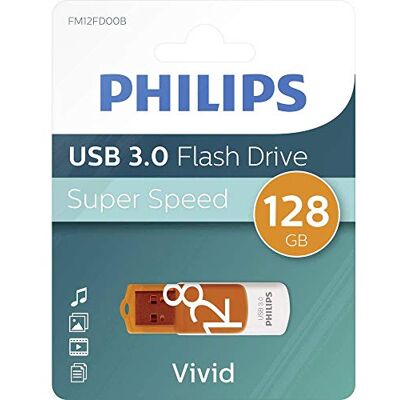 Philips Vivid Edition Super Speed USB 3.0 stick 128 GB met draaibare dop voor pc, laptop, computergegevensopslag, leessnelheid tot 100 MB/s Philips Vivid Edition Super Speed USB 3.0 stick 128 GB met draaibare dop voor pc, laptop, computergegevensopslag, leessnelheid tot 100 MB/s