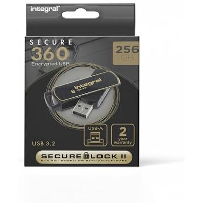 Integral 256 GB USB 3.0 Secure 360 Stick met AES-256 software-encryptie Integral 256 GB USB 3.0 Secure 360 Stick met AES-256 software-encryptie