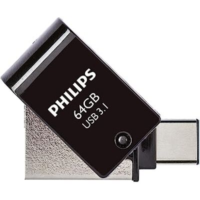 Philips 2-in-1 OTG Ultra Speed Edition USB-C/USB 3.1 Dual Flash Drive 64 GB voor pc, laptop, smartphone (Android), tablet ultra compact, leessnelheid tot 180 MB/s Philips 2-in-1 OTG Ultra Speed Edition USB-C/USB 3.1 Dual Flash Drive 64 GB voor pc, laptop, smartphone (Android), tablet ultra compact, leessnelheid tot 180 MB/s