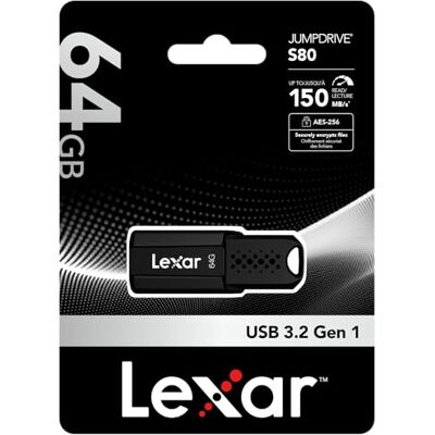 Lexar JumpDrive S80 USB 3.1 Stick 64GB zwart Lexar JumpDrive S80 USB 3.1 Stick 64GB zwart