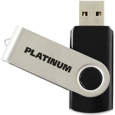 Platinum TWS USB 2.0 Stick 64GB USB 2.0 geheugenstick in zwart zilver met oog voor bevestiging aan sleutelhanger Platinum TWS USB 2.0 Stick 64GB USB 2.0 geheugenstick in zwart zilver met oog voor bevestiging aan sleutelhanger