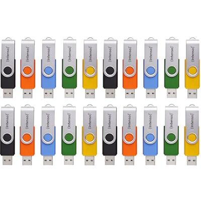 Intenso Basic Line 20 stuks USB 2.0 High Speed Flash Drive 4 GB meerkleurig met etiketten Intenso Basic Line 20 stuks USB 2.0 High Speed Flash Drive 4 GB meerkleurig met etiketten