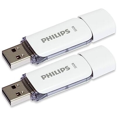 Philips USB 2.0, 32 GB/GB, Snow Edition, grijs, 2 stuks Philips USB 2.0, 32 GB/GB, Snow Edition, grijs, 2 stuks