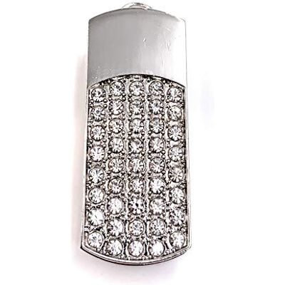 H-Customs Metalen behuizing met zilveren steentjes, USB-stick 8 GB USB 2.0. H-Customs Metalen behuizing met zilveren steentjes, USB-stick 8 GB USB 2.0.