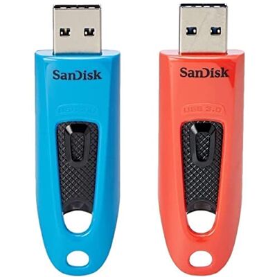 SanDisk Ultra USB 3.0-Flashdrive 64 GB Pak Van 2 (Overdrachtssnelheden Tot 130 MB/s, Draagbaar Ontwerp, 128-Bit AES-Versleuteling, SecureAccess-Software, Beperkte Garantie Van 5 Jaar) SanDisk Ultra USB 3.0-Flashdrive 64 GB Pak Van 2 (Overdrachtssnelheden Tot 130 MB/s, Draagbaar Ontwerp, 128-Bit AES-Versleuteling, SecureAccess-Software, Beperkte Garantie Van 5 Jaar)