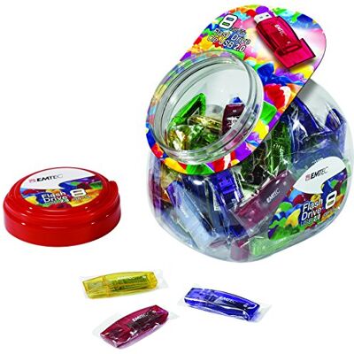 EMTEC ECMMD8GC410JAR80 set van 80 USB-sticks 2.0 serie Runner C410 Candy Jar 8 GB ideaal voor groepsaankoop EMTEC ECMMD8GC410JAR80 set van 80 USB-sticks 2.0 serie Runner C410 Candy Jar 8 GB ideaal voor groepsaankoop