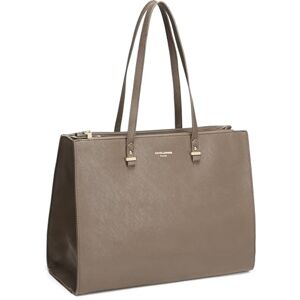 David Jones Handtas voor dames, grote maat XL, schoudertas middelbare school, werk, zakelijk, A4, kunstleren tas, shopper, lang handvat, laptoptas, Taupe beige Eén maat David Jones Handtas voor dames, grote maat XL, schoudertas middelbare school, werk, zakelijk, A4, kunstleren tas, shopper, lang handvat, laptoptas, Taupe beige Eén maat