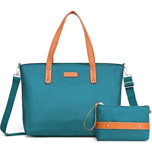 PORRASSO Dames schoudertas, casual, handtas, 14 inch, laptoptas, schoudertas, voor winkelen, school, reizen, werk, Groen PORRASSO Dames schoudertas, casual, handtas, 14 inch, laptoptas, schoudertas, voor winkelen, school, reizen, werk, Groen