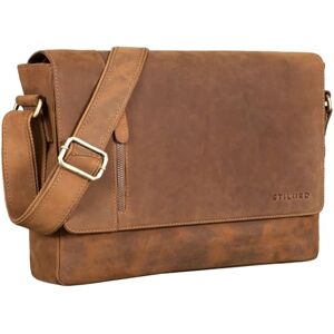 STILORD 'Davis' Messenger Bag Leder 13 inch laptop tas vintage schoudertas voor universitair bureau boek boodschappentas echt leer, Kleur:tan donker bruin STILORD 'Davis' Messenger Bag Leder 13 inch laptop tas vintage schoudertas voor universitair bureau boek boodschappentas echt leer, Kleur:tan donker bruin