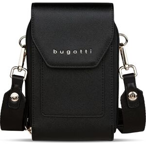 bugatti Ella Crossbody portemonnee met smartphone-vak, Saffiano-stijl, kunstleer, zwart S bugatti Ella Crossbody portemonnee met smartphone-vak, Saffiano-stijl, kunstleer, zwart S