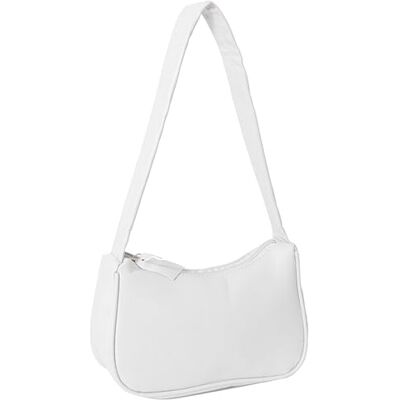 NYGGTYK Leren clutch voor dames, modieuze schoudertas, vintage tas, geschikt voor feestjes, vergaderingen, verjaardagen (wit) S NYGGTYK Leren clutch voor dames, modieuze schoudertas, vintage tas, geschikt voor feestjes, vergaderingen, verjaardagen (wit) S