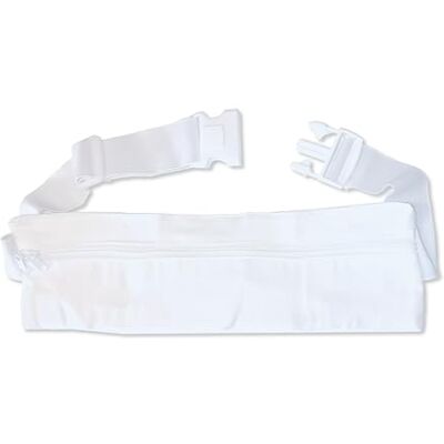 Stilux Ihram Riem met heuptas voor Hajj & Umrah, katoen, wit, pelgrimsriem, met 3 compartimentenzak en platte gesp, wit, riem met buiktas Stilux Ihram Riem met heuptas voor Hajj & Umrah, katoen, wit, pelgrimsriem, met 3 compartimentenzak en platte gesp, wit, riem met buiktas