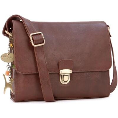 Tigi Schoudertas voor dames van leer Middelgrote schoudertas Tas met meerdere zakken met verstelbare schouderriem Diana, Bruin, M M Tigi Schoudertas voor dames van leer Middelgrote schoudertas Tas met meerdere zakken met verstelbare schouderriem Diana, Bruin, M M