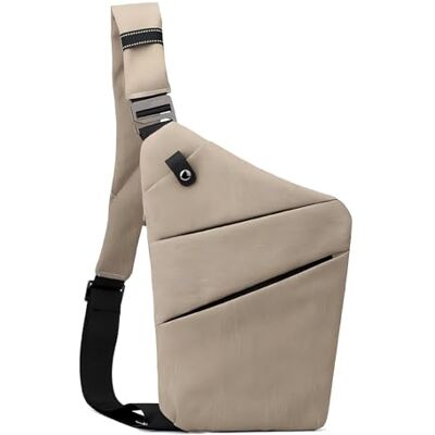 BIRDDIE Anti-diefstal reistas, schouderriem met grote capaciteit, lichtgewicht voor reizen en sport, kaki, linkerschouder 20 x 32 x 1,8 cm BIRDDIE Anti-diefstal reistas, schouderriem met grote capaciteit, lichtgewicht voor reizen en sport, kaki, linkerschouder 20 x 32 x 1,8 cm