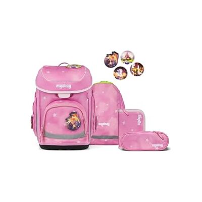 ergobag Cubo Ergonomische schooltassenset, klassiek, 5-delig, 1e klasse, bewolkte beer roze, één maat, schooltassenset ergobag Cubo Ergonomische schooltassenset, klassiek, 5-delig, 1e klasse, bewolkte beer roze, één maat, schooltassenset
