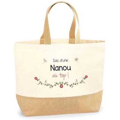 Planetee Nanou au top tas, strandtas, boodschappentas, katoen en jute, cadeau-idee voor dames L Planetee Nanou au top tas, strandtas, boodschappentas, katoen en jute, cadeau-idee voor dames L