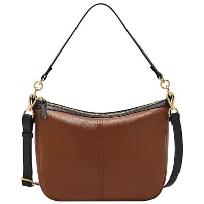 Fossil Jolie Brown Leather or Suede Crossbody Bag voor Vrouwen Bruin en Zwart M Fossil Jolie Brown Leather or Suede Crossbody Bag voor Vrouwen Bruin en Zwart M