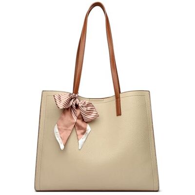 CORIOS Laptoptas voor dames, laptoptas, elegant, PU-leer, waterdicht, professionele schoudertas, grote capaciteit, werktas, kantoortas, Licht Khaki., L, 2 stuks per verpakking CORIOS Laptoptas voor dames, laptoptas, elegant, PU-leer, waterdicht, professionele schoudertas, grote capaciteit, werktas, kantoortas, Licht Khaki., L, 2 stuks per verpakking