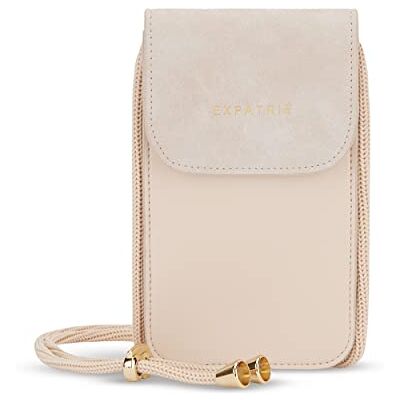 Expatrié Amelie Telefoontas voor dames, telefoonhoes voor festival en reizen, mini-schoudertas, tas van PU-leer, beige, één maat Eén maat Expatrié Amelie Telefoontas voor dames, telefoonhoes voor festival en reizen, mini-schoudertas, tas van PU-leer, beige, één maat Eén maat