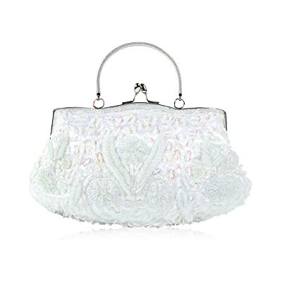 CORIOS Avondtas voor dames, parel, koppeling, pailletten, bruiloftszakjes, vintage, handtassen, bruid, schoudertassen, elegant, voor ceremonie, bruiloft, feest, cocktail, Wit., Koppeling, vintage CORIOS Avondtas voor dames, parel, koppeling, pailletten, bruiloftszakjes, vintage, handtassen, bruid, schoudertassen, elegant, voor ceremonie, bruiloft, feest, cocktail, Wit., Koppeling, vintage