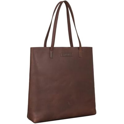STILORD Carlotta Elegante shopper van leer voor dames, handtas en schoudertas, vintage, echt leer, kleur: zwart, Sapelli bruin, Strandtas STILORD Carlotta Elegante shopper van leer voor dames, handtas en schoudertas, vintage, echt leer, kleur: zwart, Sapelli bruin, Strandtas