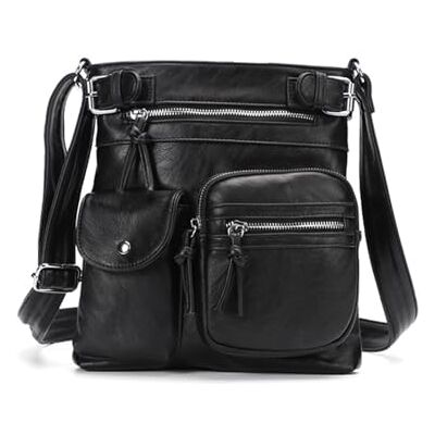 NICOLE & DORIS Schoudertas voor dames, tas met meerdere zakken, waterdicht, handtas, casual, schoudertas, zacht leer, shopper, zwart., L, Stijlvol NICOLE & DORIS Schoudertas voor dames, tas met meerdere zakken, waterdicht, handtas, casual, schoudertas, zacht leer, shopper, zwart., L, Stijlvol