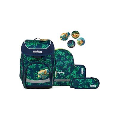 ergobag Cubo Ergonomische schooltassenset, klassiek, 5-delig, 1e klasse, drakenbeer groen, eenheidsmaat, schooltassenset ergobag Cubo Ergonomische schooltassenset, klassiek, 5-delig, 1e klasse, drakenbeer groen, eenheidsmaat, schooltassenset