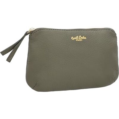 Gusti Leder Gusti Louise Toilettas van leer voor dames en heren, toilettas, toilettas, met gouden ritssluiting, grijs, leer Gusti Leder Gusti Louise Toilettas van leer voor dames en heren, toilettas, toilettas, met gouden ritssluiting, grijs, leer