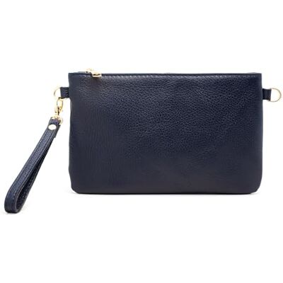 Mauro Pelletteria Damestas met schouderriem, clutch tas voor dames, elegant, van zacht echt leer, gemaakt in Italië, polstas, model Mya, Blauw 23cm x 15cm x 2cm Mauro Pelletteria Damestas met schouderriem, clutch tas voor dames, elegant, van zacht echt leer, gemaakt in Italië, polstas, model Mya, Blauw 23cm x 15cm x 2cm