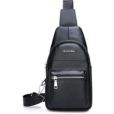 FANDARE Retro borsttas, ultralicht, schoudertas, sling, crossbody tas, heren, business, schoudertas, waterdicht, leer, heuptas, voor reizen, wandelen, joggen, sling-tas, zwart., Retro FANDARE Retro borsttas, ultralicht, schoudertas, sling, crossbody tas, heren, business, schoudertas, waterdicht, leer, heuptas, voor reizen, wandelen, joggen, sling-tas, zwart., Retro