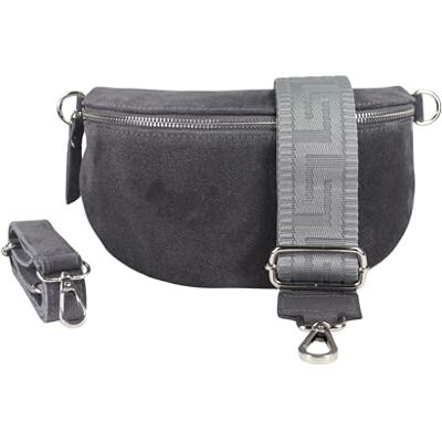Blade Heuptas voor dames, van suède, handgemaakt, schoudertas, echt leer, heuptas met riempjes met patroon, 3 maten, elegante schoudertas, gemaakt in Italië, cadeau voor haar,, Donkergrijs Blade Heuptas voor dames, van suède, handgemaakt, schoudertas, echt leer, heuptas met riempjes met patroon, 3 maten, elegante schoudertas, gemaakt in Italië, cadeau voor haar,, Donkergrijs