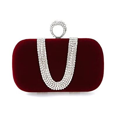 CORIOS Avondtas voor dames, strass-tas, handgemaakt, fluweel, clutch, schoudertassen, bruid, tassen, elegant, portemonnee voor ceremonie, bruiloft, cocktail, feest, Wijn rood, L, Koppeling CORIOS Avondtas voor dames, strass-tas, handgemaakt, fluweel, clutch, schoudertassen, bruid, tassen, elegant, portemonnee voor ceremonie, bruiloft, cocktail, feest, Wijn rood, L, Koppeling