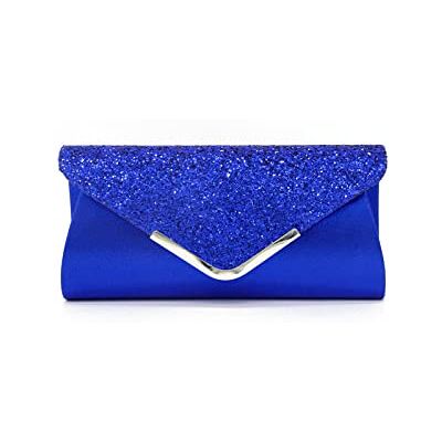 CORIOS Enveloppen, elegante tas, schoudertassen en kettingtas voor bruid, feest, banket, blauw, L CORIOS Enveloppen, elegante tas, schoudertassen en kettingtas voor bruid, feest, banket, blauw, L