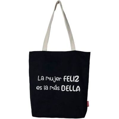 hello-bags . Totebag buitenmateriaal: 100% katoen met ritssluiting, voering en binnenzak met mooie krachtomslag model LAMUJERFELIZ, kleur: zwart, afmetingen: 37 x 38 cm, zwart., 38 cm, Stoffen en strandtas hello-bags . Totebag buitenmateriaal: 100% katoen met ritssluiting, voering en binnenzak met mooie krachtomslag model LAMUJERFELIZ, kleur: zwart, afmetingen: 37 x 38 cm, zwart., 38 cm, Stoffen en strandtas