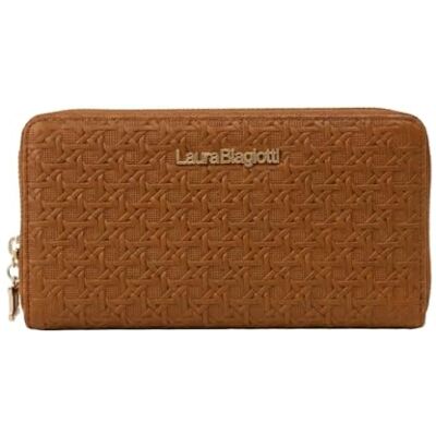 Laura Biagiotti Grote damesportemonnee van PU-leer, gevlochten look, met portemonnee en geschenkdoos, leder, Opening met klep en ritssluiting Laura Biagiotti Grote damesportemonnee van PU-leer, gevlochten look, met portemonnee en geschenkdoos, leder, Opening met klep en ritssluiting