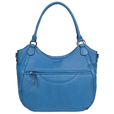 Hexagona Paris 2 Hengsels voor dames, uit de suède-collectie, zacht rundleer, met schouderriem, kleine tas, 39 x 31 x 11,5 cm, Azur, L : 39 x h : 31 x P : 11,5 cm Hexagona Paris 2 Hengsels voor dames, uit de suède-collectie, zacht rundleer, met schouderriem, kleine tas, 39 x 31 x 11,5 cm, Azur, L : 39 x h : 31 x P : 11,5 cm