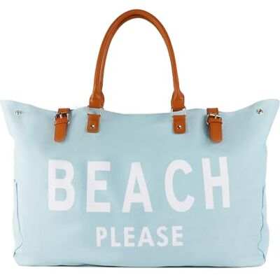 Lamyba Strandtas met leren handvat, extra grote strandtas voor dames, waterdicht, lichtblauw XL Lamyba Strandtas met leren handvat, extra grote strandtas voor dames, waterdicht, lichtblauw XL