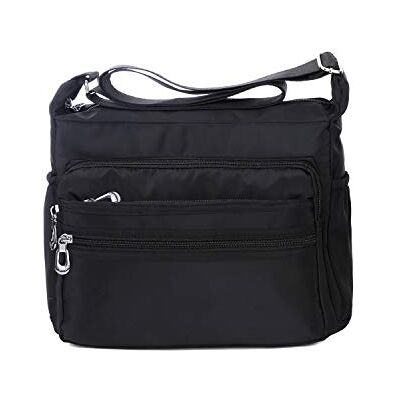NOTAG Schoudertas voor dames, nylon, licht, waterdicht, meerdere zakken, ritssluiting, 2 maten L NOTAG Schoudertas voor dames, nylon, licht, waterdicht, meerdere zakken, ritssluiting, 2 maten L