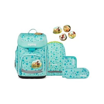 ergobag Cubo Ergonomische schooltasset, klassiek, 5-delig, 1e klasse, rijdroom, turquoise, eenheidsmaat, schooltassenset ergobag Cubo Ergonomische schooltasset, klassiek, 5-delig, 1e klasse, rijdroom, turquoise, eenheidsmaat, schooltassenset