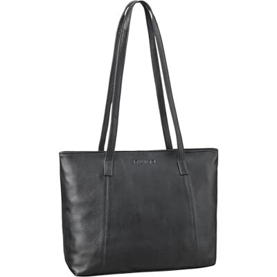 STILORD "Tina" shopper dames grote lederen tote shopper tas schoudertas dames vintage handtas dames echt leer voor werk kleur: zwart, zwart., M, Schoudertas STILORD "Tina" shopper dames grote lederen tote shopper tas schoudertas dames vintage handtas dames echt leer voor werk kleur: zwart, zwart., M, Schoudertas