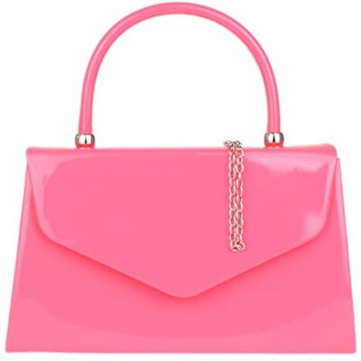 Girly Handbags Damestas, lakleer, handtas, kleine hardcase voor dames, fluorescerend fuchsia, Koppelingen Girly Handbags Damestas, lakleer, handtas, kleine hardcase voor dames, fluorescerend fuchsia, Koppelingen