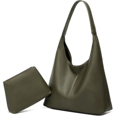 Skyearman Tote Bag van PU-leer, draagtas voor dames, grote capaciteit, schoudertassen en schoudertassen, groen L Skyearman Tote Bag van PU-leer, draagtas voor dames, grote capaciteit, schoudertassen en schoudertassen, groen L