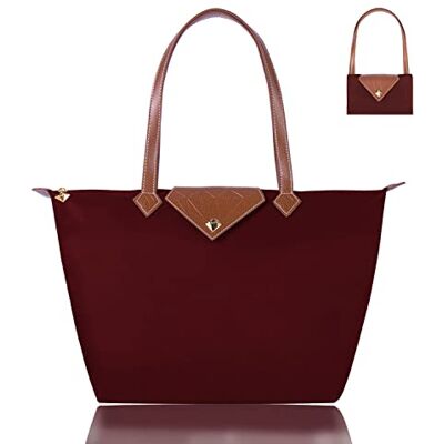 BOJLY Oxford Dames Vouwen Schoudertas Grote Capaciteit Handtas Nylon Dames Winkelen Opvouwbare Tote Strand Reistas Waterdicht Casual, Rood L BOJLY Oxford Dames Vouwen Schoudertas Grote Capaciteit Handtas Nylon Dames Winkelen Opvouwbare Tote Strand Reistas Waterdicht Casual, Rood L