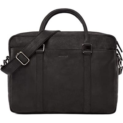 LEABAGS Documententas van echt leer voor dames en heren, laptoptas tot 16 inch, schoudertas met schouderriem, messengertas, werktas, lerarentas, Zwart, boho, gedeconstrueerd, minimalistisch, retro, LEABAGS Documententas van echt leer voor dames en heren, laptoptas tot 16 inch, schoudertas met schouderriem, messengertas, werktas, lerarentas, Zwart, boho, gedeconstrueerd, minimalistisch, retro,
