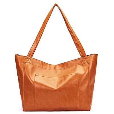 NICOLE & DORIS Grote boodschappentas voor dames, schoudertas, grote capaciteit, zachte lederen handtas, boodschappentas, schooltas, draagbaar, waterdicht, Bruin, L, informeel NICOLE & DORIS Grote boodschappentas voor dames, schoudertas, grote capaciteit, zachte lederen handtas, boodschappentas, schooltas, draagbaar, waterdicht, Bruin, L, informeel